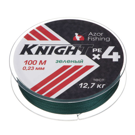 AZOR FISHING Леска плетеная PE "Найт Х4", 100м, 0,23мм, 12,7кг, зеленый