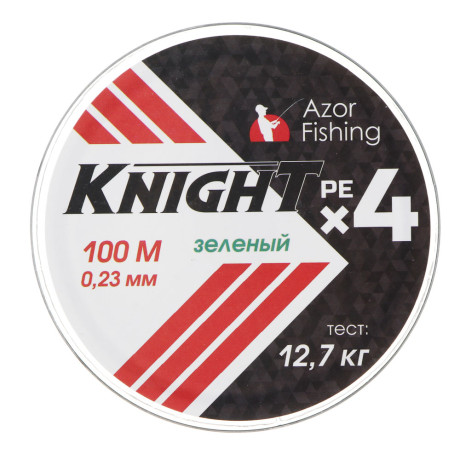 AZOR FISHING Леска плетеная PE "Найт Х4", 100м, 0,23мм, 12,7кг, зеленый