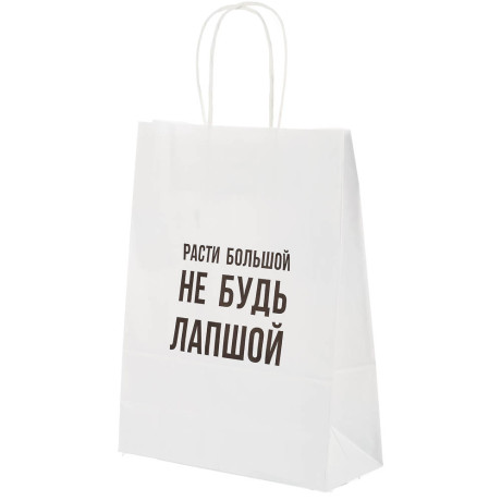 Пакет подарочный с надписями, белый, L 24x10,5x32см, 5 в асс