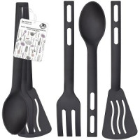 Набор для кухни &quot;Трио&quot; 25см (лопатка, ложка, широкая вилка) пласт (кратность 3!!!) 50-132 Мультидом