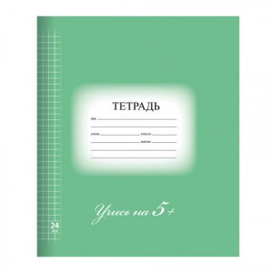 Тетрадь 24 л. BRAUBERG ЭКО "5-КА", клетка, обложка плотная мелованная бумага, ЗЕЛЕНАЯ, 403003