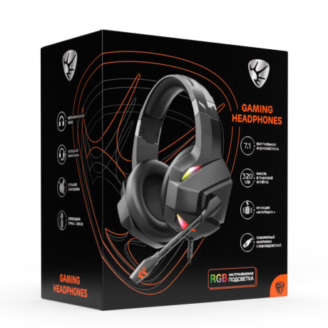 BY Наушники проводные с микрофоном игровые Topfhelm Type-C USB(A)3,2 м,VS7.1,Виброшок,настр. RGB