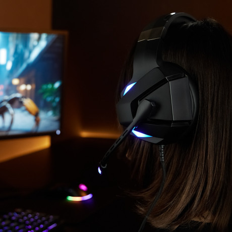 BY Наушники проводные с микрофоном игровые Topfhelm Type-C USB(A)3,2 м,VS7.1,Виброшок,настр. RGB