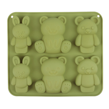 VETTA Форма для выпечки 6 ячеек 16х14х2см, "Мишки и зайчики", силикон, 3 цвета