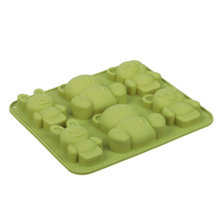 VETTA Форма для выпечки 6 ячеек 16х14х2см, "Мишки и зайчики", силикон, 3 цвета