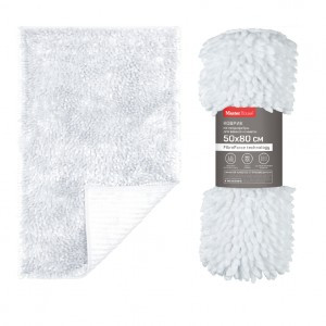 Коврик д/ванной 50*80см,микрофибра Лапша (шенилл) h ворса=2,5см, белый, Эйди 75243 Master House