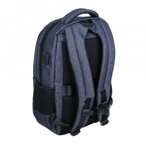 Рюкзак универсальный 44x30x18см, 2 отд., 4 карм., сетчатая спинка, ручка, USB, ПЭ под ткань, синий