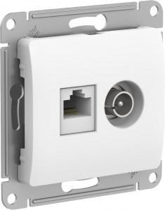 Systeme Electric GLOSSA мех.роз. СУ 1 мест. конн. TV+комп. бел.(RG6+RJ45) GSL000189(+)(5!)