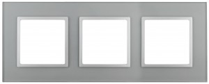 ЭРА 14 Elegance рамка СУ 3 мест.стекло, алюминий+алюм 14-5103-03 5428