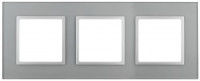 ЭРА 14 Elegance рамка СУ 3 мест.стекло, алюминий+алюм 14-5103-03 5428