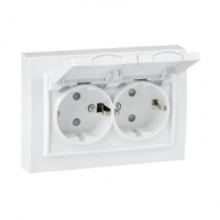 EKF Минск роз. СУ 2 мест. 16А (земля, крышка, шторки) белая IP44 ERR16-129-200-44