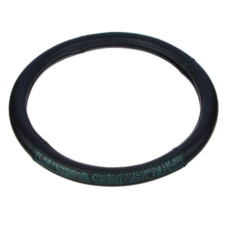 ЕРМАК Оплетка руля, вставка узор серо-зеленый, черный (М), искусственная кожа