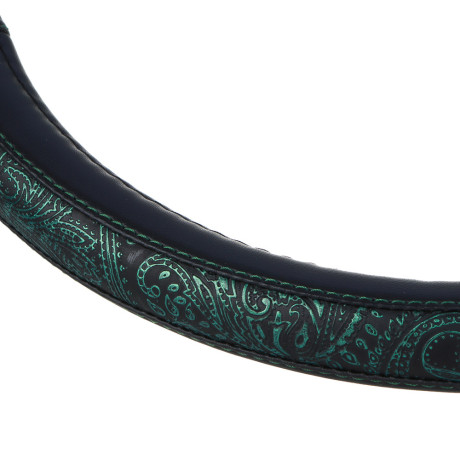 ЕРМАК Оплетка руля, вставка узор серо-зеленый, черный (М), искусственная кожа