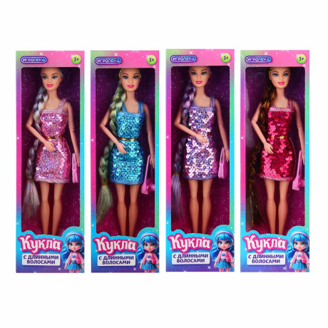 ИГРОЛЕНД Кукла с длинными волосами, PP, PVC, 10х5х32,5 см, 4 диз.