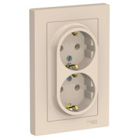 Systeme Electric AtlasDesign роз. СУ 2 мест. беж. (пл.осн., земля) ATN000224 (10!)