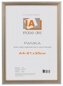 Image Art Фоторамка (Ф/р) сосна c15 21х30 серебро с золотой полоской 7454