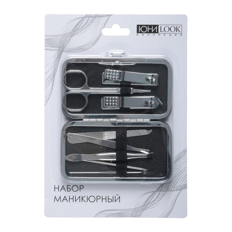 ЮНИLOOK Набор маникюрный 8 предметов, металл, 10,7х6см, 3 цвета