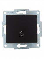 Lezard KARINA мех. кнопка звонка СУ 1 кл. 10А чёрн. бархат (корп. ABS) 707-4288-103