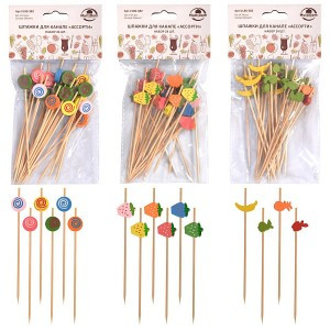 Шпажки для канапе "Ассорти" 13,5 см, н-р 24шт/уп, цена за уп (кратность 6!!!) VL80-382 Мультидом