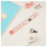 Линейка 15см MESHU &quot;Paw&quot;, пластиковая, тонированная, с блестками, европодвес Арт.340120