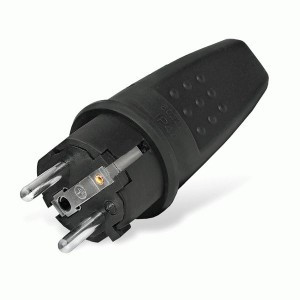UNIVersal вилка прямая каучук 2Р+РЕ 1х16А 220-240V IP44 (черная) 602227 (РФ)