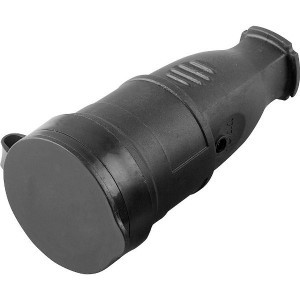 STEKKER ОДРИ штепсель (разъем) с загл. каучук 2P+PE 1x16А 220-240V IP44 черн. RST16-21-44 32751
