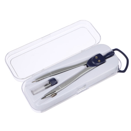 Набор чертежный "Готовальня", 2 предмета (циркуль металлический, пенал для грифелей), в пласт.пенале