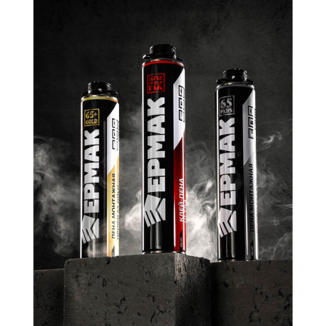 ЕРМАК Пена клей универсальная ULTRA, полиуретановая, 840гр, под пистолет, всесезонная, выход до 50л.