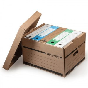 Короб архив. BRAUBERG, 26,5x40,5x33 см, надстраиваемый, с крышкой, картон, бурый