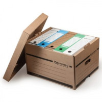 Короб архив. BRAUBERG, 26,5x40,5x33 см, надстраиваемый, с крышкой, картон, бурый
