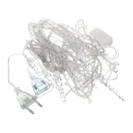 СНОУ БУМ Гирлянда эл. бахрома с сосульками 2.5x0.3х0.5x0.7м, 80LED, шампань, пост свеч,ПВХ проз,220В