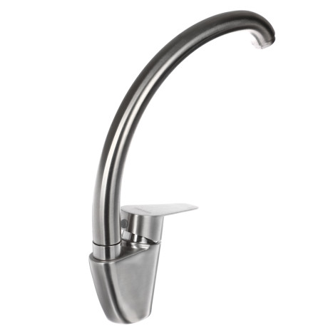 СоюзКран Смеситель для кухни, поворотный излив, керам. картридж 35мм, нерж.сталь, SS01-С233