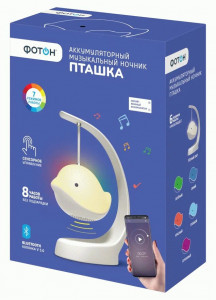 ФОТОН ночник св/д Пташка KLS-18 4,85W(40lm) акк лит-ион 1,5Ah BT колонка 5 цветов арт.25387