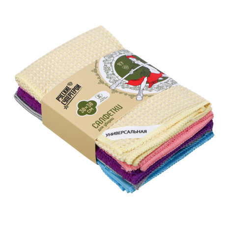 BY Русские Супергерои Салфетки для уборки, 5 шт, д/разных назнач., 30х30см, микрофибра, 210-300г/м2