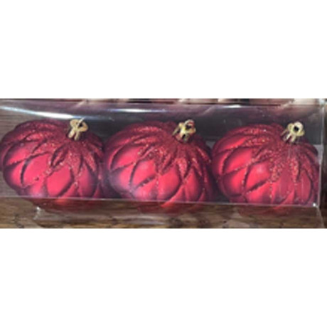 Шар 8BDC3-G20-1 3шт 8см "Фонарик" красный с блестками (128)