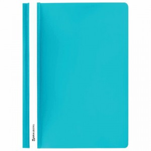 Скоросшиватель пластиковый BRAUBERG, А4, 130/180 мкм, бирюзовый, 228675