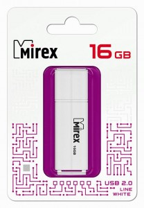 Флэш-диск USB 16 ГБ  Mirex LINE WHITE16GB (ecopack)
