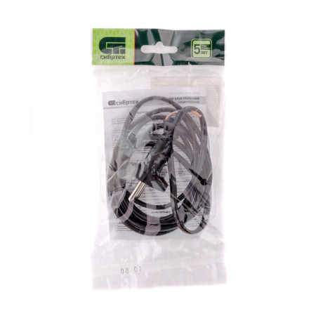 Шнур электрический соединительный, для настольной лампы, 1.7 м, 120 Вт, черный, тип V-1 Сибртех