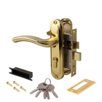 Замок врез 0827/60-G Avers (золото) с ручками, защелкой, (без вертушки)  \24