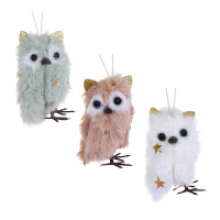 СНОУ БУМ Сувенир елочный Совенок 8 см, полиэстер, 3 вида