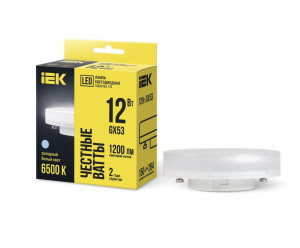 IEK лампа св/д GX53 12W(1200lm) 6500К 6K 74х32 матовая (10!) LLE-T80-12-230-65-GX53