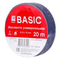 EKF Basic Изолента ПВХ 15/20 синяя, класс В (общего применения) 0.13х15 мм, 20м plc-iz-b-s