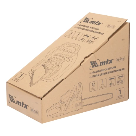 Пила цепная бензиновая MS-5218, шина 45 см, 52см³, 3 л.с., шаг 0,325, паз 1,5 мм, 72 зв MTX