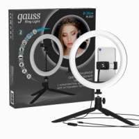 Gauss кольцевая св/д селфи лампа св-к 14W(700lm) D26см USB пульт тренога IP20 Ring Light RL002