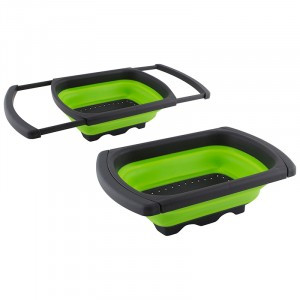 Дуршлаг на раковину FRUTTI 38,5/60*25*12см складной, выдвижные ручки, термопласт.резина 7352 Mallony