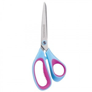 Ножницы BRAUBERG "Extra 3D", 190 мм, ассиметричные, ребристые рез. вставки, бирюзово-фиол. 236452