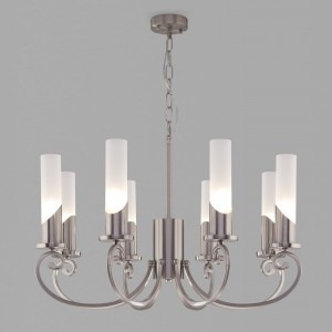 EUROSVET Люстра 8x 60W E14 686х686х110 металл никель/белый Banci  60117/8