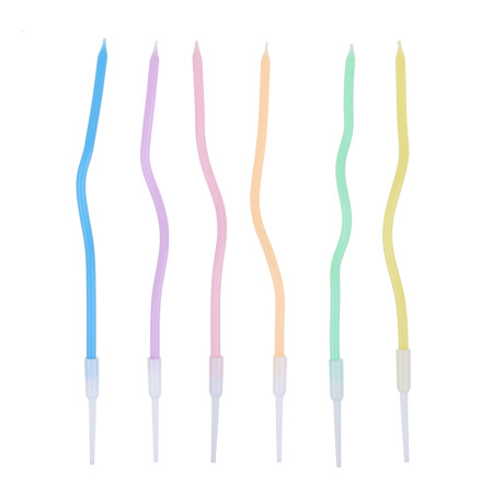 Набор витых свечей для торта тм Fntastic, цвет макарун, 14,5 см