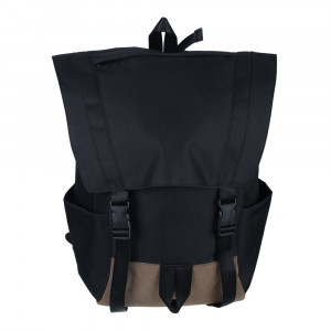Рюкзак подростковый 45x30x17см, 1 отд. на завязке, 6 карм., 2 застежки, ПЭ под ткань/велюр, черный