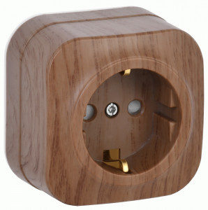 IEK GLORY роз. ОУ 1 мест. 16А (земля, шторки) РСш20-3-ХД дуб ERH14-K24-16